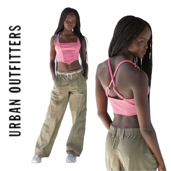 NEW UO Urban Outfitters Modern Pink Corset Shirt Top S - Picture 2 of 3